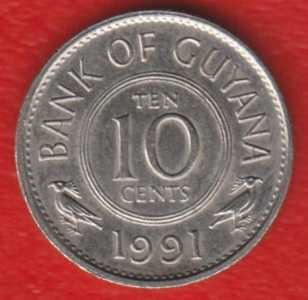 Гайана 10 центов 1991 г.