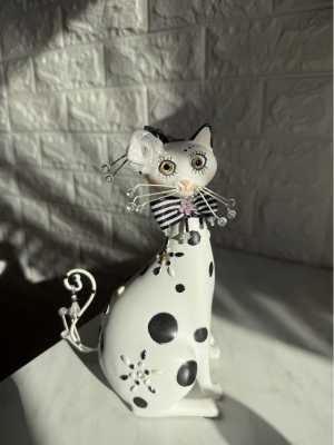 Фигура кошки из керамики, копилка.