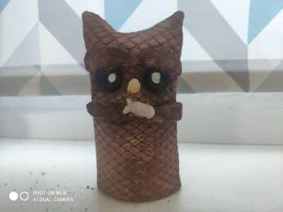 Фигурка совы из глины