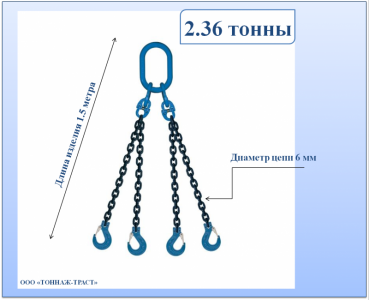 Паук 2.36т 1м (Строп цепной 4сц)